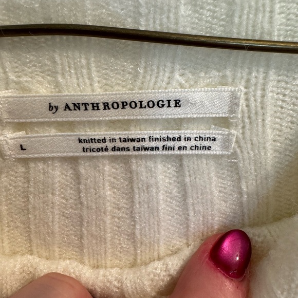 Anthropologie Ivory Ribbed Crew Neck Sweater - Picture 7 of 7